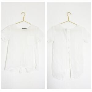 Theory Button Back Shirt Size XS Airy Cotton Lightweight Split Back Quiet Luxury